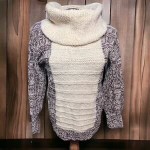 VINTAGE Cyril Cullen Irish Wool Knit Sweater Oversized Collar Turtleneck Size S